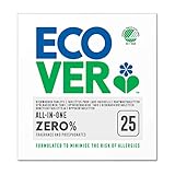 Ecover ZERO All-In-One Spülmaschinen-Tabs (25 Tabs/500 g), Multi-Tabs für eine kraftvolle Reinigung, Spülmaschinentabs mit Klarspüler und Geschirrspülsalz für Allergiker und empfindliche Haut