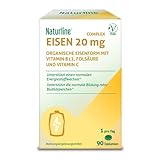 Naturline Eisen Komplex 90 Vegan Tabletten Angereichert mit B12, Folsäure, Vitamin C, Zink, Magnesium und Selen