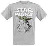 Star Wars The Mandalorian - Grogu - Sketch Männer T-Shirt grau meliert XL