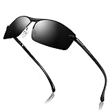 KEECOW Sonnenbrille Herren Pilotenbrille Polarisiert (Schwarz)