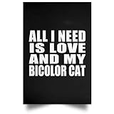 Designsify All I Need is Love and My Bicolor Cat - Poster Portrait Porträt Der Plakatgestaltung 12 x 18 Zoll - Geschenk zum Geburtstag Jahrestag Weihnachten Valentinstag