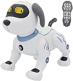 Fisca Ferngesteuerter Roboter Hund für Kinder RC-Stunthund-Roboterspielzeug mit Singen, Tanzen, Sprechen, Intelligentes programmierbares interaktives Hundespielzeug für Kinder 3-12 Jahre