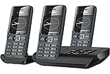 Gigaset Comfort 520A Trio – 3 schnurlose Handys mit Telefonsekretariat, Audio mit Freisprechfunktion – Anrufschutz – Adressbuch mit 200 Kontakten, schwarz, 5,2 x 2,6 x 16,1 cm; 116 Gramm