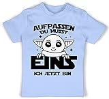 1. Geburtstag - Aufpassen du musst eins ich jetzt Bin - Parodie - schwarz - 18/24 Monate - Babyblau - Fun - BZ02 - Baby Shirt für Mädchen und Jungen