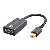 iVANKY Mini DisplayPort to HDMI Adapter, Thunderbolt 2 (Mini DP) HDMI Adapter Nylon, geeignet für MacBook Air/Pro, Microsoft Surface Pro, Monitor, Projektor und weitere – 20cm, Grau