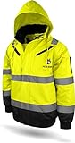 normani Outdoor- & Arbeitsbekleidung Piloten-Warnschutzjacke in Orange und Gelb - Regenajcke in Neonfarbe [S-4XL] Farbe Neongelb/Marine Größe S