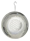 Windspiel Blume des Lebens ø 15 cm aus Edelstahl | Wohn-Dekoration Mobile Lebensblume Spirituelles Symbol | Feng Shui Esoterik Geschenke günstig k