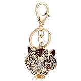 Luxshiny Tiger Keychain Kristall Tier Anhänger: Tiger Crafts Herstellen Anhänger Keyrings Tasche Geldbörse Charme für Tierkreisgeschenk Andenken