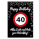 XXL DIN A4 Glückwunsch Karte 40. Geburtstag Konfetti inkl. Umschlag Geburtstagskarte Grußkarte