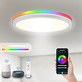 Smart LED Deckenleuchte, Alexa WiFi Deckenlampe, 18W 1600LM 2700K-6500K RGB Dimmbar Kompatibel mit Alexa Google Home, Wasserdicht, Perfekt Küchenlampe Deckenleuchte für Wohnzimmer Balkon Badezimmer