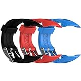 QGHXO Armband für Garmin Forerunner 10/15, weiches Silikon Ersatz-Uhrenarmband für Garmin Forerunner 10/15 GPS-Uhr, 3PCS: Black&Red&Blue, L-Display Size: 0.98'x0.94'