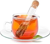 Teesieb aus Glas für losen Tee, Glas Tee-Ei für Langblatt-Tee, wiederverwendbare Tee-Diffusoren mit Korken, großer loser Tee Steeper Filter für Tasse