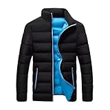 PANVER Langarm Jacke Herren Urlaub Reise Skifahren Baumwolle Jacke Herren Leichte Mode Casual Outdoorjacke Herren Verdicken Komfortabel Warm Kältejacke Herren B-Black2 L