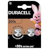 Duracell Specialty 2016 Lithium-Knopfzelle 3 V, 2er-Packung (CR2016 /DL2016) entwickelt für die Verwendung in Schlüsselanhängern, Waagen, Wearables und medizinischen Geräten.