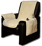 Brandsseller Sesselschoner Sesselüberwurf Sesselauflage Sesselbezug Polster kuschelweich in Lammflor-Optik - mit seitlichen Taschen - Natur