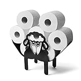 Design Fittings Toilettenpapierhalter Stehend aus Metall WC Rollenhalter Ersatzrollenhalter Freistehend Design Deko Badezimmer Ohne Montage I für bis zu 7 Rollen Papier I Schwarz I Schaf