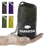 Maraboha Hüttenschlafsack aus weicher Mikrofaser- kleines Packmaß, leicht und dünn, mit Kissenfach, optimaler Reiseschlafsack für Backpacker und in warmen Ländern (Grün)