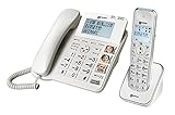 Geemarc AMPLIDECT Combi 295 – verstärktes Doppelkabel und schnurloses Telefon mit Anrufbeantworter, Anrufer-ID und extra großen Tasten, Weiß