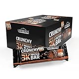 Layenberger 3K Protein Bar Crunchy Dark Chocolate, Protein Riegel mit viel Eiweiß und wenig Kohlenhydraten, nur 0,8 g Zucker, (15 x 45g)