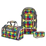 satch Pack Schulrucksack Set 3tlg. inkl. Schlamperbox und Sporttasche (Beach Leach)