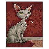 Cooiiye Haarlose Katze Malen Nach Zahlen Erwachsene Acrylfarbe auf Leinwand Malen Nach Zahlen,DIY Rahmen Handgemalt Ölgemälde Set mit Pinseln Paint by Numbers Kunsthandwerk Home Decor 55x70