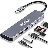 USB C HUB, Multiport USB C Adapter für MacBook Pro & Air Zubehör, 6 in 1 Dongle HUB mit 4K HDMI, USB 3.0, 100W PD, SD/TF Kartenleser, kompatibel für Laptop und andere Typ-C Geräte