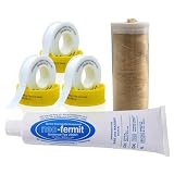 Sanitär Dichtungsset 5-teilig, Profi-set, 1x Neo Fermit Dichtungspaste, 1x Spender Flachs 40g, 3x PFTE Gewindedichtband by kör4