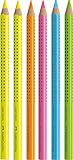 Faber-Castell - Textmarker Jumbo Grip Neon Textliner, 2x gelb, grün, pink, orange und blau