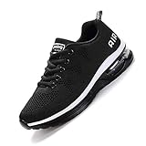 smarten Sportschuhe,Herren Damen Laufschuhe mit Luftpolster Turnschuhe Profilsohle Sneakers Air Leichte Schuhe Black White 40
