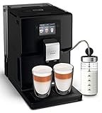 Krups EA8738 Intuition Preference Kaffeevollautomat inkl. Milchbehälter | Smartphoneähnlicher Farb-Touchscreen | Smart Slide Technology | intuitives Lichtsystem | 11 Getränke | OTC-System, Schwarz