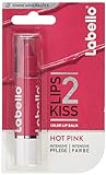 Labello Lips2Kiss Color Lip Balm Hot Pink im 1er Pack (1 x 3g), Lippenpflege mit intensiver Farbe, Lippenstift mit echter Labello Pflege, pink