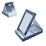 Hosoncovy Faltbarer Desktop-Spiegel mit Aufbewahrungsbox Tischspiegel Rechteck Schminkspiegel Kosmetikspiegel Schminkspiegel Standspiegel (Blau)