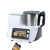COMV! Multifunktions-Küchenmaschine mit Kochfunktion und WLAN – App-Steuerung | Farbdisplay | vorinstallierte Rezepte | 1200 W | 12 Funktionen | 2,2-Liter-Edelstahl-Mixbehälter | Weiß