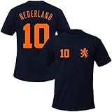 Holland T-Shirt Niederlande + Wunschnummer Fussball Trikot Style, Größe:XL, Farbe:dunkelblau