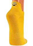 Unisex Sneakers Socken'Fersen-Stick' '3 Paar' Hunde oder Smileys Motive Damen und Herren 36/41 42/47 CH-6207 (42/47, Gelb-Smileys)