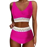 Bikini Damen Set Bauchweg, Sexy Tankini Bikini Zweiteiliger Badeanzug, Badeanzüge Große Größe Swimming Suits Women Schwimmanzug Set Bademode Klassische Triangel Badeanzug Damen Zweiteiler Bik
