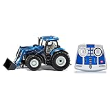 siku 6798, New Holland T7.315 Traktor mit Frontlader, Blau, Metall/Kunststoff, 1:32, Ferngesteuert, Inkl. Bluetooth-Fernsteuerung, Steuerung via App möglich