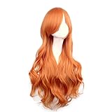 YEESHEDO 71,1 cm lange orangefarbene gewellte Pastellhaar-Perücke für Frauen und Mädchen, Kostüm, Cosplay-Party, Perücke