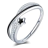 Yumilok Damen-Ring Einstellbar Jahrestag Knoten Stern Zirkonia Partnerringe Fingerring Midi Ring Vertrauensring Silber 925 für Frauen Mädchen