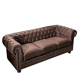 riess-ambiente.de Chesterfield 3er Sofa 200cm Vintage braun 3-Sitzer mit Knopfheftung und Federkern Couch Dreisitzer Couch