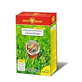 WOLF-Garten 2-in-1: Unkrautvernichter + Rasendünger SQ 120 (Rasendünger und Unkrautvernichter, wirkt über Blätter und Wurzeln, Wirkung bis zu 100 Tagen, ausreichend bis 120 m2) 3840720