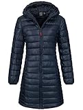 Geographical Norway Herbst Winter Jacke Steppjacke Parka Lange gesteppt Mantel Steppmantel, Farbe:Navy, Größe:3XL 46