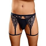 pvucpot Herren String - Jockstrap Männer Sexy Outfit für Herren Erotische Kostüme für Herren Polizei Kostüm Herren Sexy Man In Black Kostüm Suspensorium String Tanga M