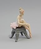 Porzellan-Figur Ballerina auf Hocker sitzend rosa