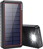 QTshine Solar Powerbank 26800mAh mit USB C Eingänge,Solar ladegerät mit Outdoor SOS Led,Akkupack Handy Power Bank mit 2 USB Ausgängen Kompatibel mit iPhone 13 Pro/12/11 ProMax,Samsung,Huawei mehr
