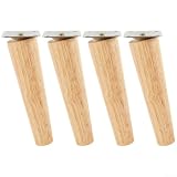 FACAIIO Möbelbein-Set aus Massivholz, 4 Stück, Eichenholzstützen mit Schutzfüßen zum Schutz Ihrer Böden (schräg 10 cm)