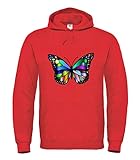 Druckerlebnis24 Hoodie - Tier Schmetterling Chromatisch Bunte - Kapuzenpullover für Frauen und Damen