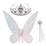Thrivinger Fairy Kostüm Zubehör Set | Set aus Schmetterlings-Flügeln und Diadem und Zauberstab für Kinder, die sich verkleiden und spielen | Elfen-Kostüme für Mädchen