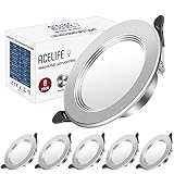 ACELIFE LED Einbaustrahler Flach, 7W Entspricht 70W, 230V 700LM Round Matt Aluminium Deckenstrahler, 75-95mm EinbauØ LED Spots, 35mm Einbautiefe Decken Spot - 6er Set - Neutralweiß 4500k