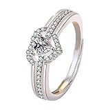 Jipersuo Silberringe für Damen, Knotenringe, offene Fingerringe, Herzringe mit Zirkonia, Mutter-Tochter-Ringe, Schmuck, verstellbare Ringe für Damen Engagement Ring (B, A)